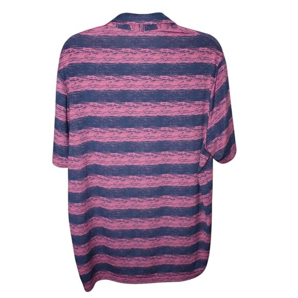 adidas Pink and Blue Striped Polo Shirt - Picture 2 of 4